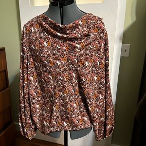 Ann Taylor Floral Cowl Neck Blouse